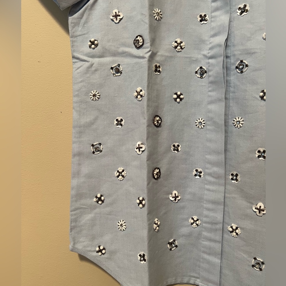 J. Crew Collection Beaded Oxford Short Sleeve Button Up Shirt - Picture 6 of 11